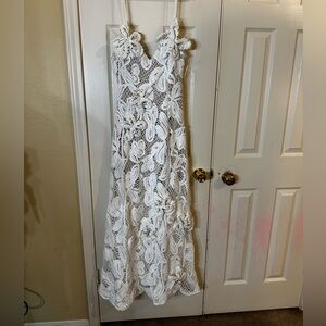 Elliatt Cream and White Lace Dress